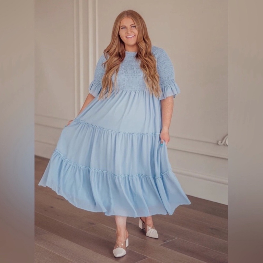 JessaKae Blue Wandering Willoughby Dress Size 3X Modest Plus Size Curvy